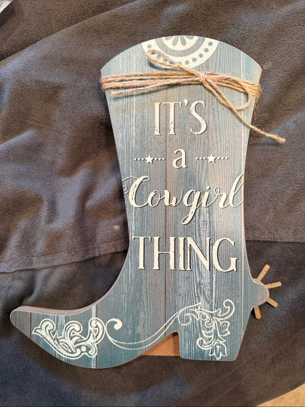 Rustic "It's a Cowgirl Thing" Boot Wall Sign - Blue